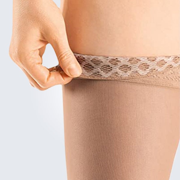 Mediven Sheer and Soft Closed ToeThigh Length Compression Stockings Silicone Topband